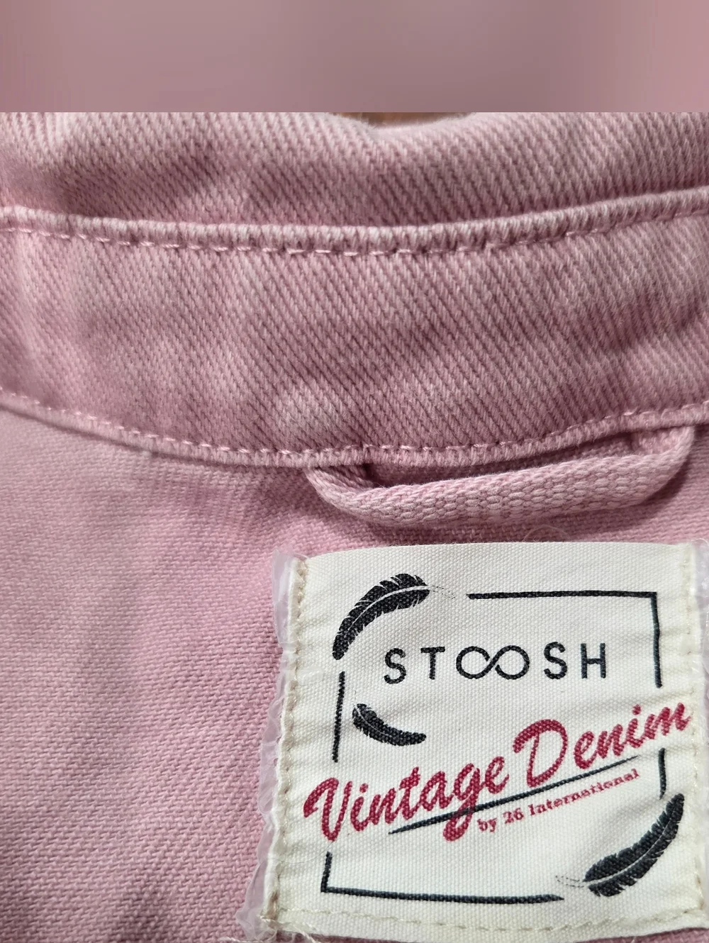 Stoosh Womens Cropped Jacket Pink Button Front Utility Shacket Short Sleeve Boxy